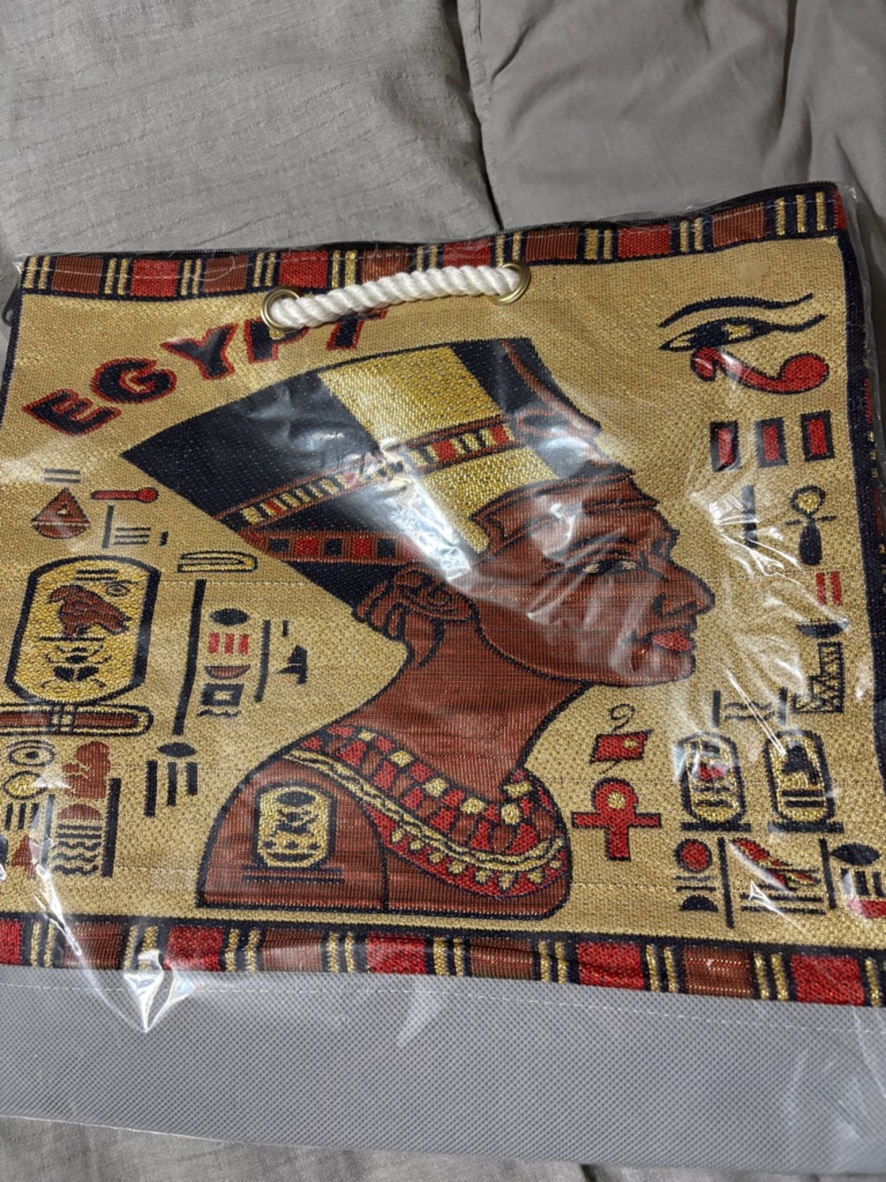 Egyptian Pharaoh Tote Bag with Gold, Black and Red Design - from Egypt. New